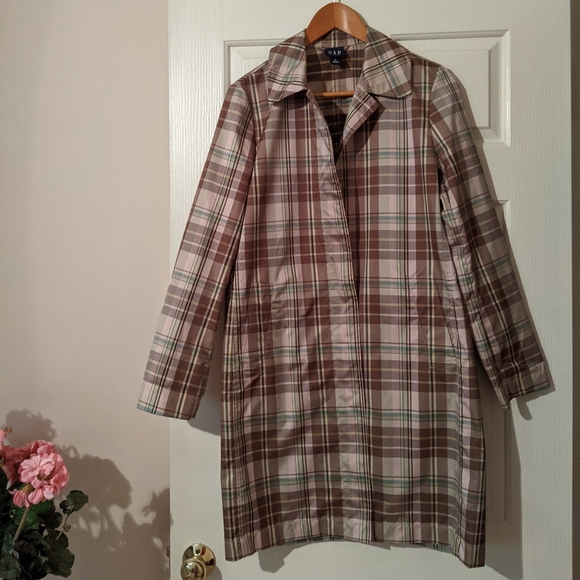 Gap plaid rain coat medium - Picture 1 of 3